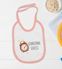 BK Kids Uyandırma Servisi Tasarımlı Pembe Bebek Body Zıbın ve Mama Önlüğü Hediye Seti-1