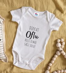 BK Kids Dikkat Oflu Tasarımlı Beyaz Bebek Body Zıbın-1