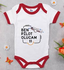 BK Kids Pilot Olucam Tasarımlı Kırmızı Bebek Body Zıbın-1