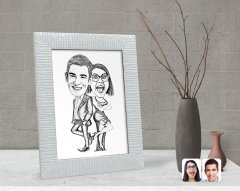 Kişiye Özel Karakalem Sevgililer Karikatürlü Dekoratif Çerçeve-6