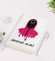 Kişiye Özel Squid Game Tasarımlı Beyaz Defter ve Kalem Seti-7