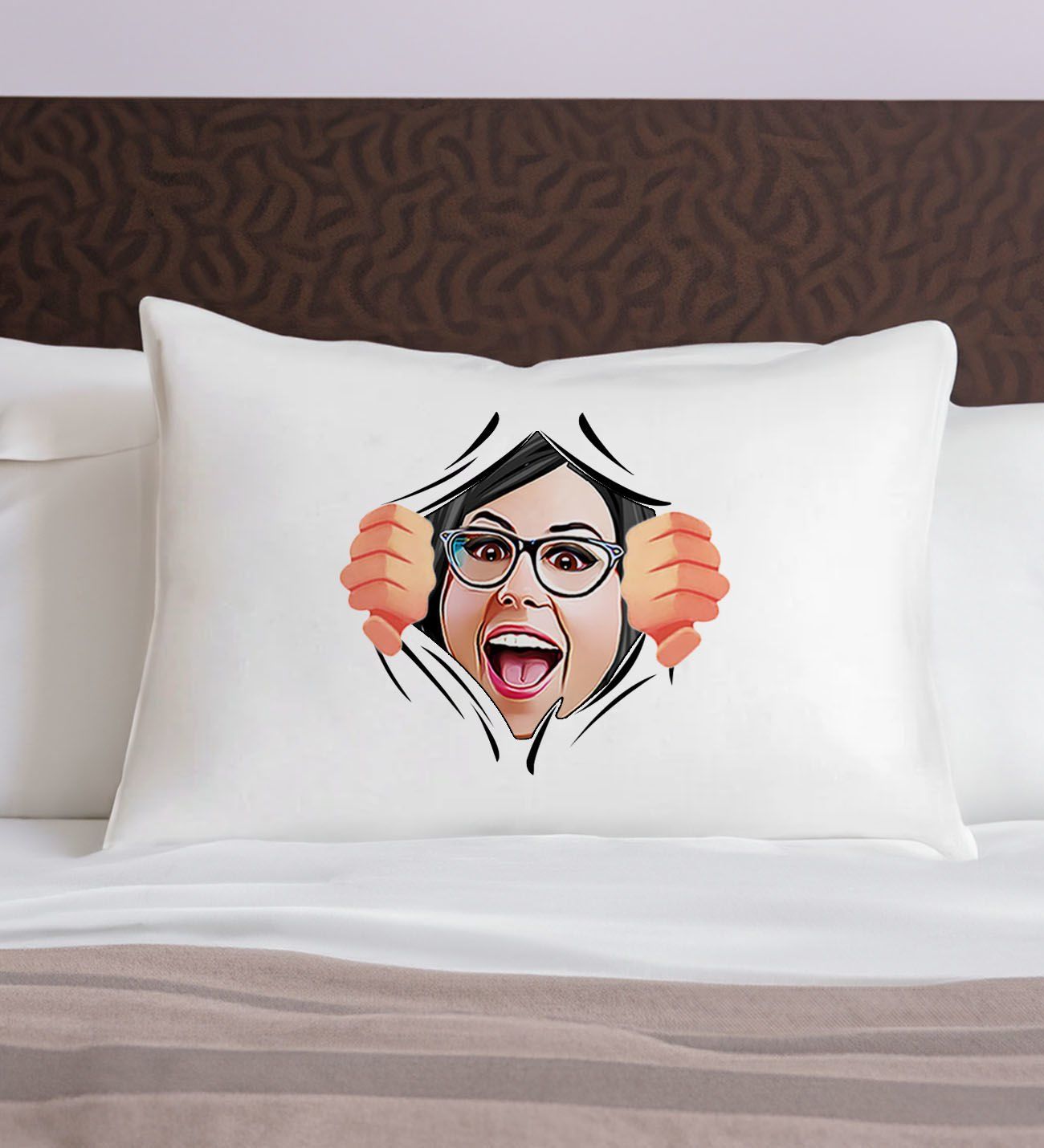 BK Gift Kişiye Özel Karikatür Tasarımlı Pamuklu Yastık Kılıfı-2 50x70cm , Sevgiliye Hediye, Ev Hediyesi, Tasarım Ev Tekstili
