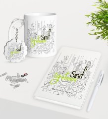 Kişiye Özel Sınıf Öğretmeni Kupa Anahtarlık Beyaz Defter Kalem Hediye Seti-4