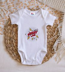 BK Kids Dikkat Laz Tasarımlı Beyaz Bebek Body Zıbın-1