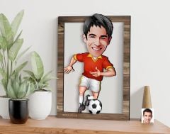 BK Gift Kişiye Özel Erkek Futbolcu Karikatürlü 3D Ahşap Tablo, Sevgiliye Hediye, Arkadaşa Hediye, Yıl Dönümü Hediyesi, Doğum Günü Hediyesi-2