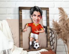BK Gift Kişiye Özel Erkek Futbolcu Karikatürlü 3D Ahşap Tablo, Sevgiliye Hediye, Arkadaşa Hediye, Yıl Dönümü Hediyesi, Doğum Günü Hediyesi-2