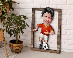 BK Gift Kişiye Özel Erkek Futbolcu Karikatürlü 3D Ahşap Tablo, Sevgiliye Hediye, Arkadaşa Hediye, Yıl Dönümü Hediyesi, Doğum Günü Hediyesi-2