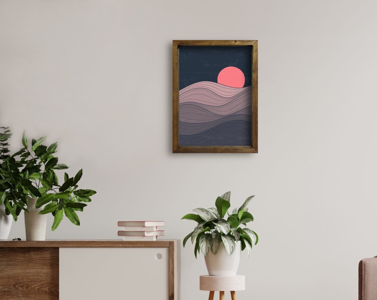 BK Home Doğal Masif Ahşap Çerçeveli Tablo 45x65cm-73