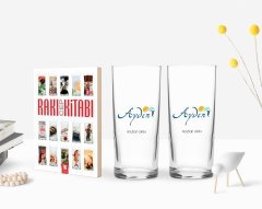 Kişiye Özel Renkli Baskılı Aydın Tasarımlı Turistik İkili Rakı Bardağı ve Rakı Cep Kitabı Hediye Seti-1