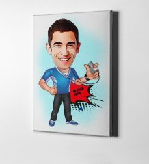 Kişiye Özel Bay Antrenör Karikatür Kanvas Tablo (50 x 70 cm.) 1
