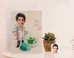 Kişiye Özel Erkek Eczacı Karikatürlü Otantik Masaüstü Ahşap Palet Çerçeve-1