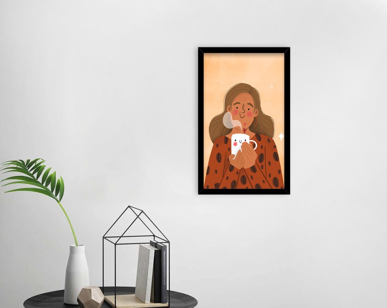 BK Home Coffee Tasarımlı Dekoratif Ahşap Siyah Çerçeveli Tablo-12