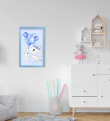 BK Home Sevimli Fil Tasarımlı Dekoratif Mavi Ahşap Çerçeveli Çocuk Odası Tablo-8