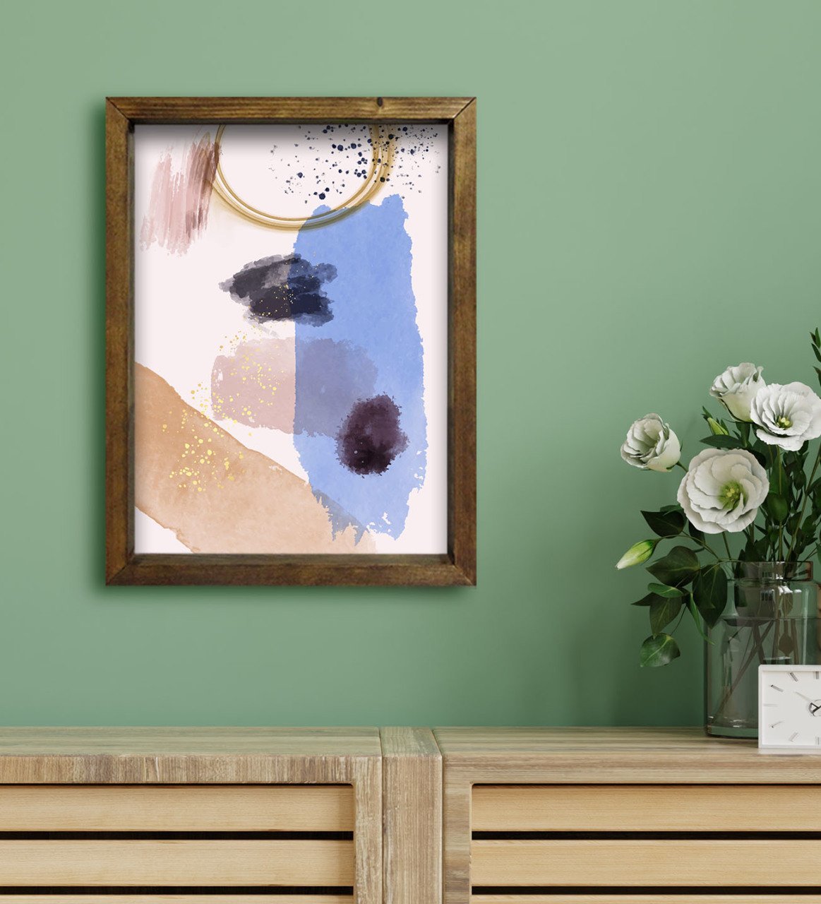 BK Gift Otel Odası Konseptli Doğal Masif Ahşap Çerçeveli Tablo 30x40cm-65