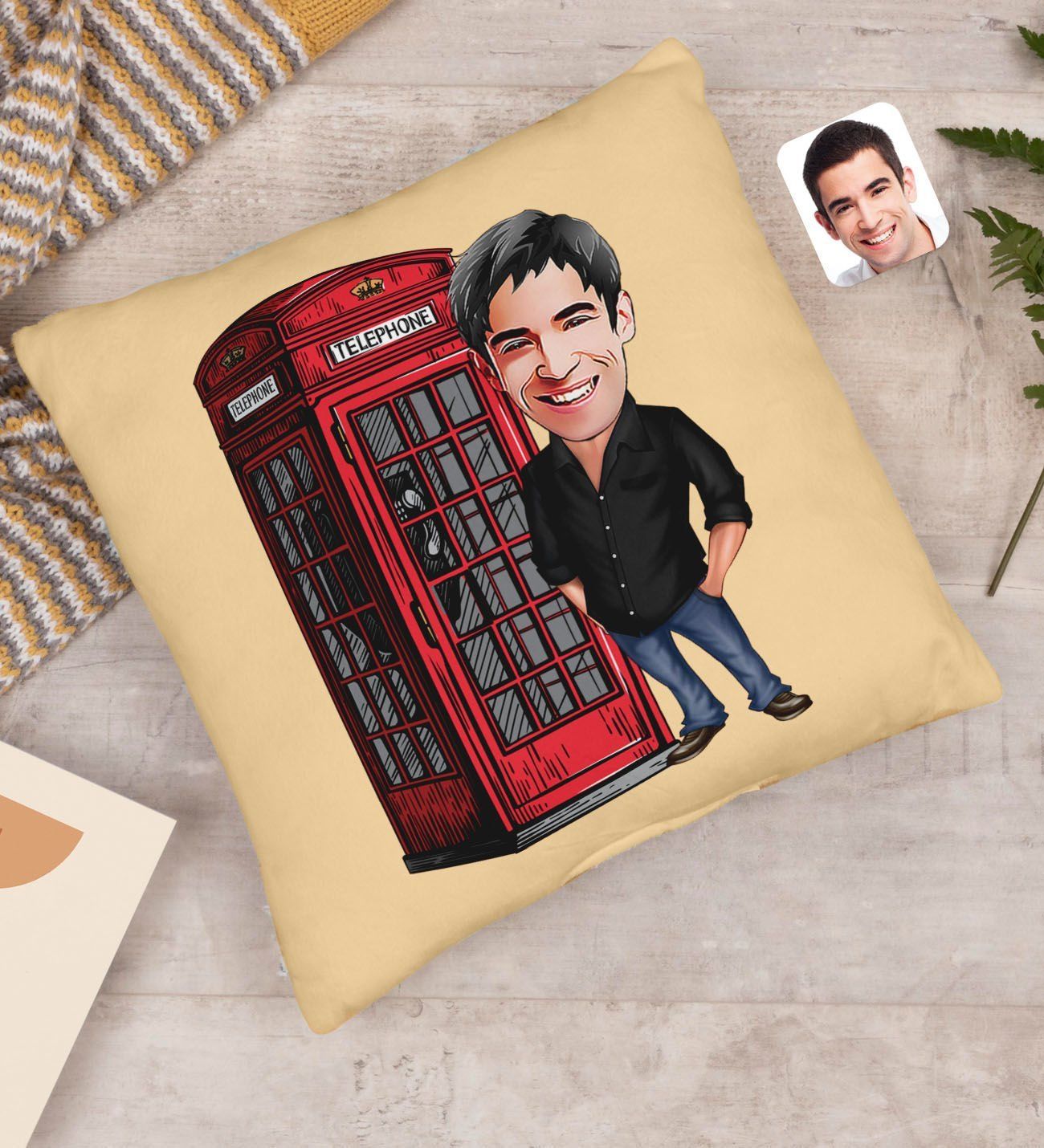 BK Gift Kişiye Özel Erkek Karikatürlü Beyaz Yastık-1