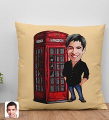 BK Gift Kişiye Özel Erkek Karikatürlü Beyaz Yastık-1