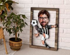 BK Gift Kişiye Özel Erkek Futbolcu Karikatürlü 3D Ahşap Tablo, Sevgiliye Hediye, Arkadaşa Hediye, Yıl Dönümü Hediyesi, Doğum Günü Hediyesi-1