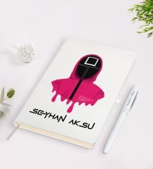 Kişiye Özel Squid Game Tasarımlı Beyaz Defter ve Kalem Seti-5