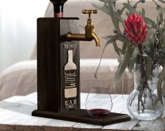 BK Gift Kişiye Özel Kabartma İsimli Musluklu Siyah(Ebony) Ahşap Şarap Standı, Şarap Çeşmesi, Doğum Günü Hediyesi, Ev Hediyesi, İçecek Dispenseri-16