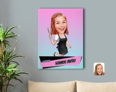Kişiye Özel En İyi Aşçı Karikatürlü Kanvas Tablo 50x70cm-1