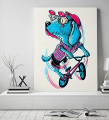 BK Gift Bisikletçi Köpek Tasarımlı Kanvas Tablo 50x70cm-1