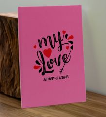 BK Gift Sevgiliye Özel İsimli Pembe Defter ve Fuşya Cam Matara Hediye Seti-14, Sevgiliye Hediye, Sevgililer Günü, Yeni İş Hediyesi