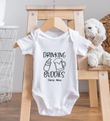 BK Kids İsimli Drinking Buddies Tasarımlı Bebek Body Zıbın - Model 1