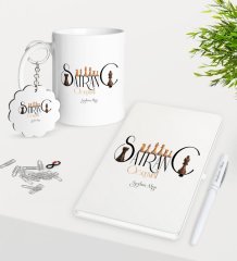 Kişiye Özel Satranç Öğretmeni Kupa Anahtarlık Beyaz Defter Kalem Hediye Seti