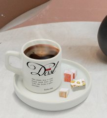 Kişiye Özel Mânâ Dost Tasarımlı Sunum Tabaklı Türk Kahvesi Fincanı Model 1