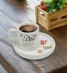 Kişiye Özel Mânâ Dost Tasarımlı Sunum Tabaklı Türk Kahvesi Fincanı Model 1