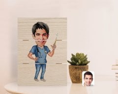 Kişiye Özel Erkek Doktor Karikatürlü Otantik Masaüstü Ahşap Palet Çerçeve-3