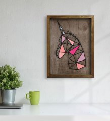 BK Home Unicorn Tasarımlı Doğal Masif Ahşap Çerçeveli Tablo 45x65cm-1