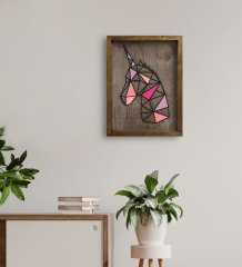 BK Home Unicorn Tasarımlı Doğal Masif Ahşap Çerçeveli Tablo 45x65cm-1