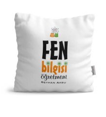Kişiye Özel Fen Bilgisi Öğretmeni Saten Yastık