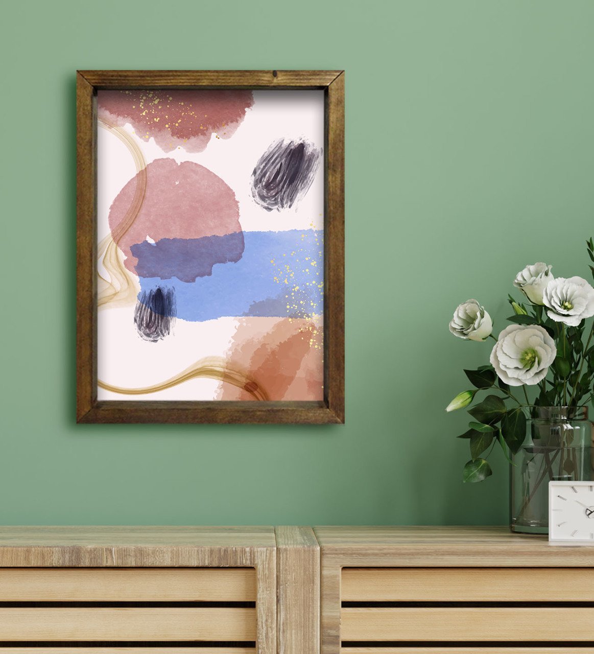 BK Gift Otel Odası Konseptli Doğal Masif Ahşap Çerçeveli Tablo 30x40cm-63