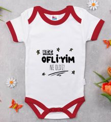 BK Kids Ofliyim Ne Oldi Tasarımlı Kırmızı Bebek Body Zıbın-1