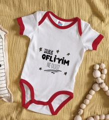 BK Kids Ofliyim Ne Oldi Tasarımlı Kırmızı Bebek Body Zıbın-1