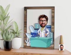 BK Gift Kişiye Özel Erkek Eczacı Karikatürlü 3D Ahşap Tablo, Sevgiliye Hediye, Arkadaşa Hediye, Yıl Dönümü Hediyesi, Doğum Günü Hediyesi-4