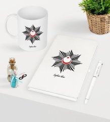 Kişiye Özel Polis Temalı Beyaz Defter Kalem Kupa Seti - 1