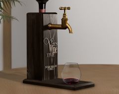 BK Gift Kişiye Özel Kabartma İsimli Musluklu Siyah(Ebony) Ahşap Şarap Standı, Şarap Çeşmesi, Doğum Günü Hediyesi, Ev Hediyesi, İçecek Dispenseri-14