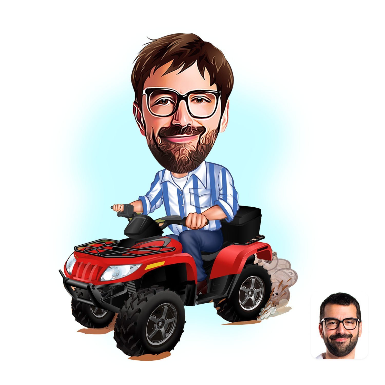 BK Gift Kişiye Özel Erkek Atv Sürücüsü Karikatürlü Sosyal Medya Dijital Profil Fotoğrafı - Model 1