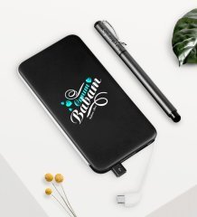 Kişiye Özel Canım Babam Siyah 5000 mAh Powerbank ve Kalem Seti-7