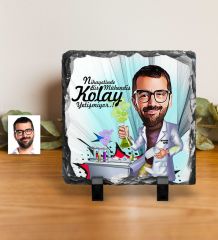 Kişiye Özel Bay Kimya Mühendisi Karikatürlü Dekoratif Doğal Taş - 1