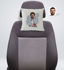 Kişiye Özel İsimli Erkek Acil Tıp Teknisyeni Karikatürlü Kare Araç Koltuk Yastığı-1