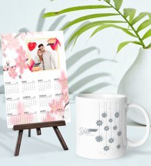 BK Gift Kişiye Özel Yılbaşı Tasarımlı Kupa Bardak ve 13x18cm Fotoğraf Kartlı Şövaleli 2023 Takvim Hediye Seti-46
