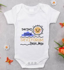 BK Kids İsimli Dayımı Çok Seviyorum Tasarımlı Bebek Body Zıbın - Model 1