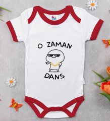 BK Kids O Zaman Dans Tasarımlı Kırmızı Bebek Body Zıbın-1