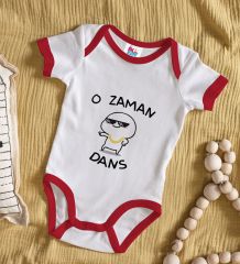 BK Kids O Zaman Dans Tasarımlı Kırmızı Bebek Body Zıbın-1
