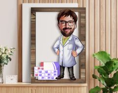 BK Gift Kişiye Özel Erkek Eczacı Karikatürlü 3D Ahşap Tablo, Sevgiliye Hediye, Arkadaşa Hediye, Yıl Dönümü Hediyesi, Doğum Günü Hediyesi-3