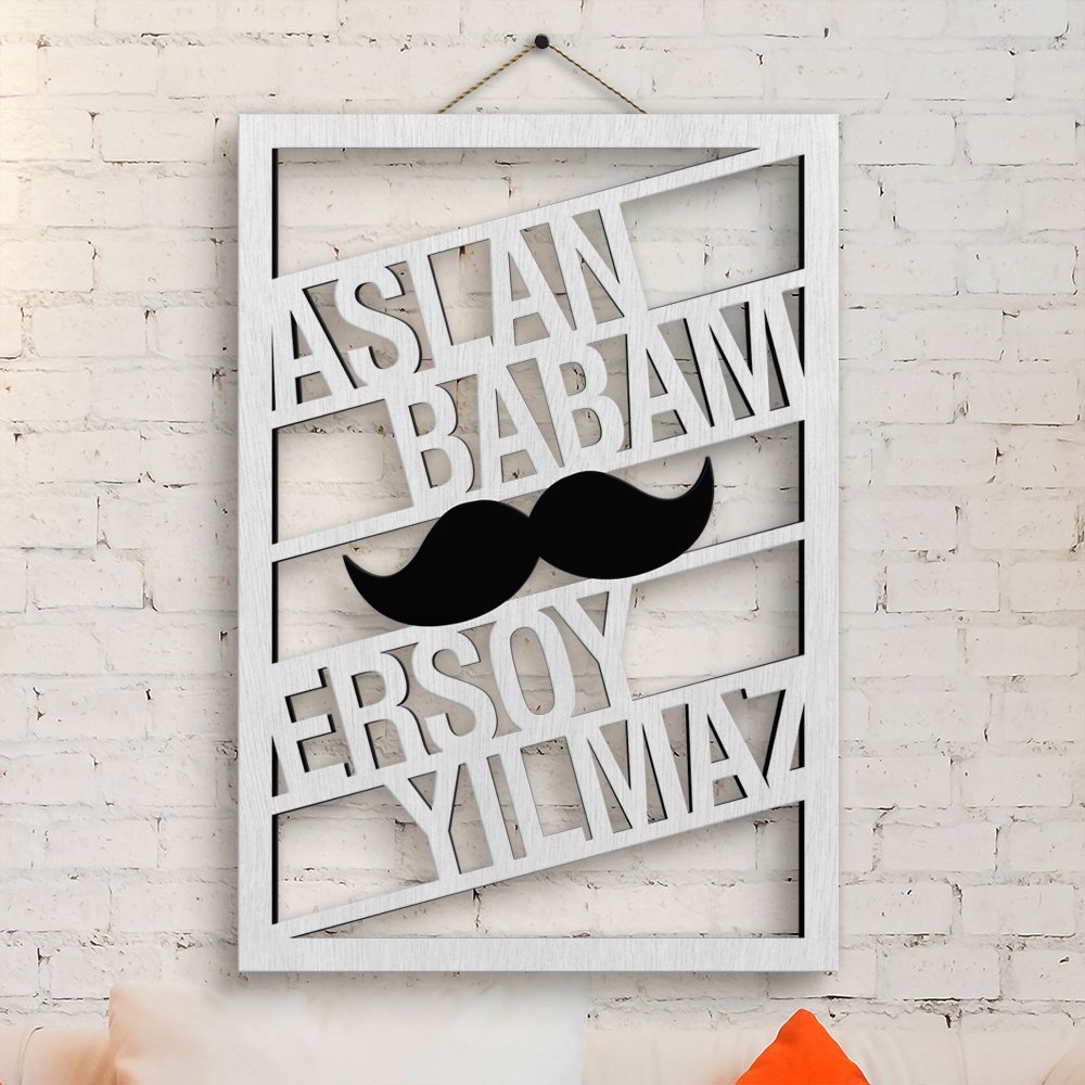 Kişiye Özel İsimli Aslan Babam Ahşap Duvar Panosu - 2